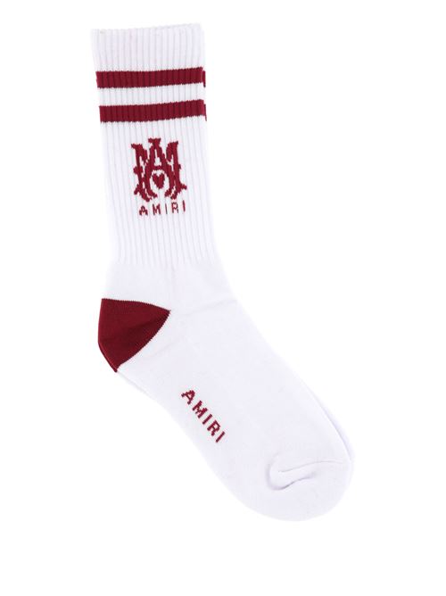 White/bordeaux red cotton socks AMIRI | AMACSK1007WHITE SUN DRIED TOMATO